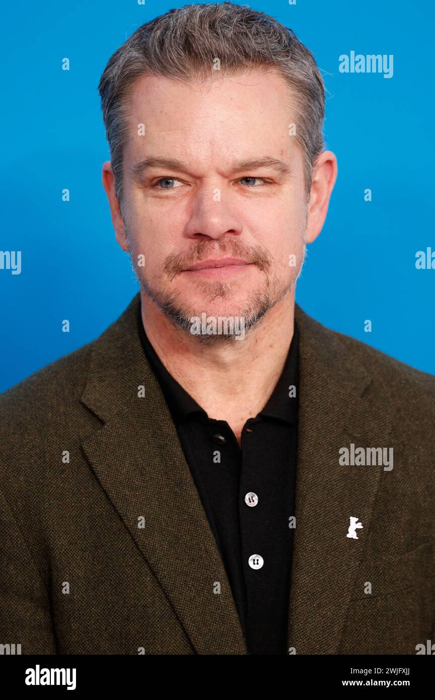 Matt Damon beim Photocall zum Kinofilm 'piccole cose come queste / Kleine Dinge wie diese' auf der Berlinale 2024 / 74. Internationale Filmfestspiele Berlin im Hotel Grand Hyatt. Berlino, 15.02.2024 Foto Stock