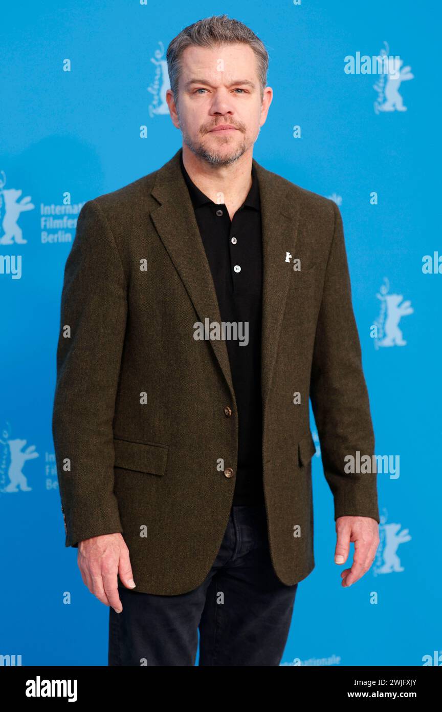 Matt Damon beim Photocall zum Kinofilm 'piccole cose come queste / Kleine Dinge wie diese' auf der Berlinale 2024 / 74. Internationale Filmfestspiele Berlin im Hotel Grand Hyatt. Berlino, 15.02.2024 Foto Stock