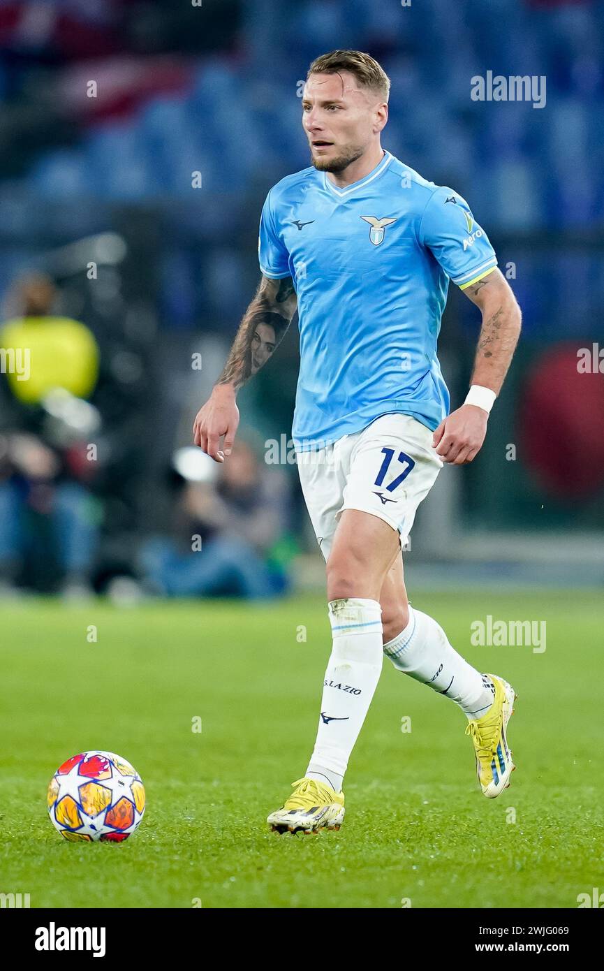 Roma, Italia. 14 febbraio 2024. Ciro immobile del SS Lazio durante la partita di UEFA Champions League del 16° turno tra SS Lazio e FC Bayern Monaco allo Stadio Olimpico Roma il 14 febbraio 2024 a Roma. Crediti: Giuseppe Maffia/Alamy Live News Foto Stock