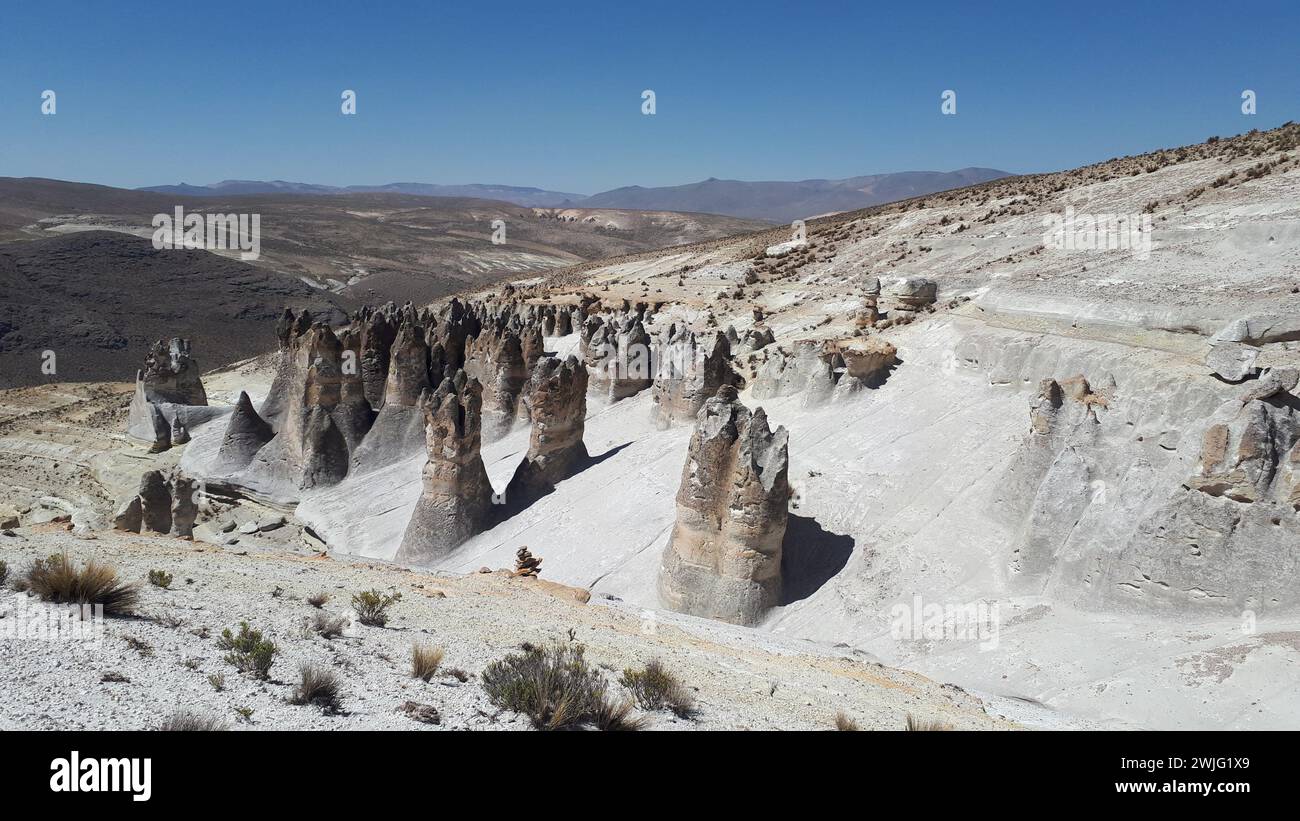 La Foresta di pietra di Puruna nell'Altiplano vicino ad Arequipa Foto Stock