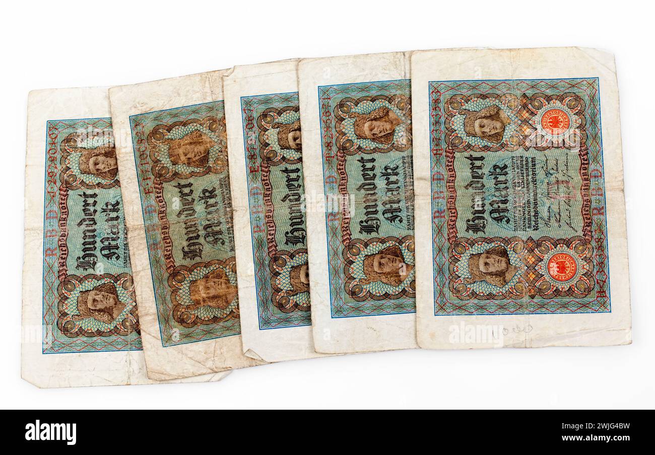 100 Mark, banconote Reichsbank, Germania, 1922, Europa Foto Stock
