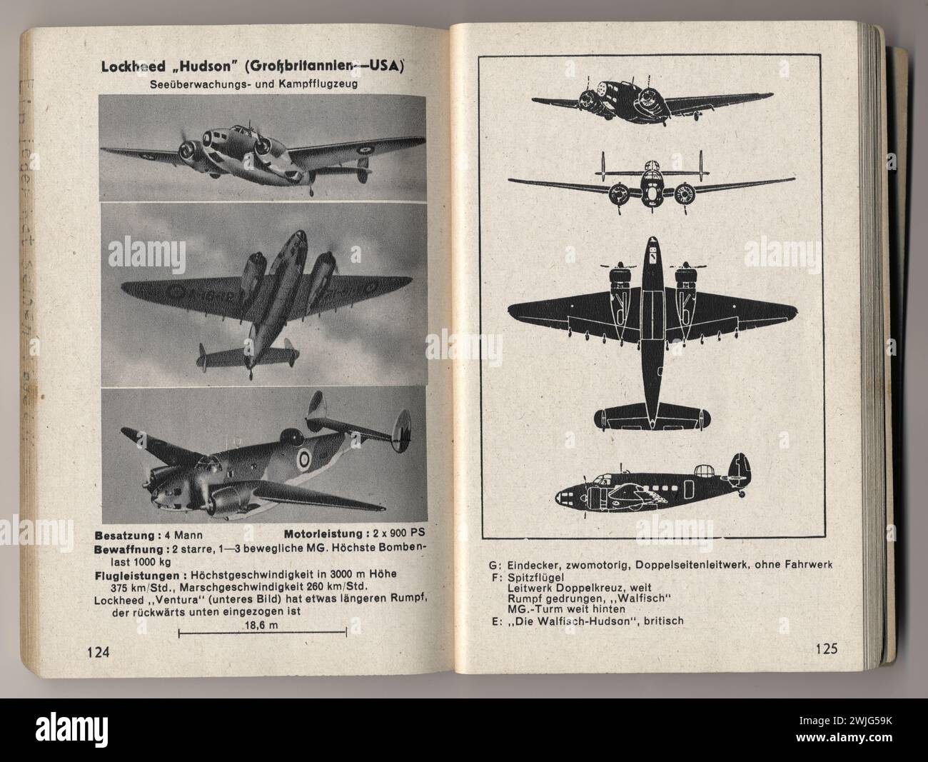 Un libro sul riconoscimento aereo di aerei da guerra dalla seconda guerra mondiale, di Dr. Spohr Verlag, 1942, Dresda, Germania, Europa Foto Stock