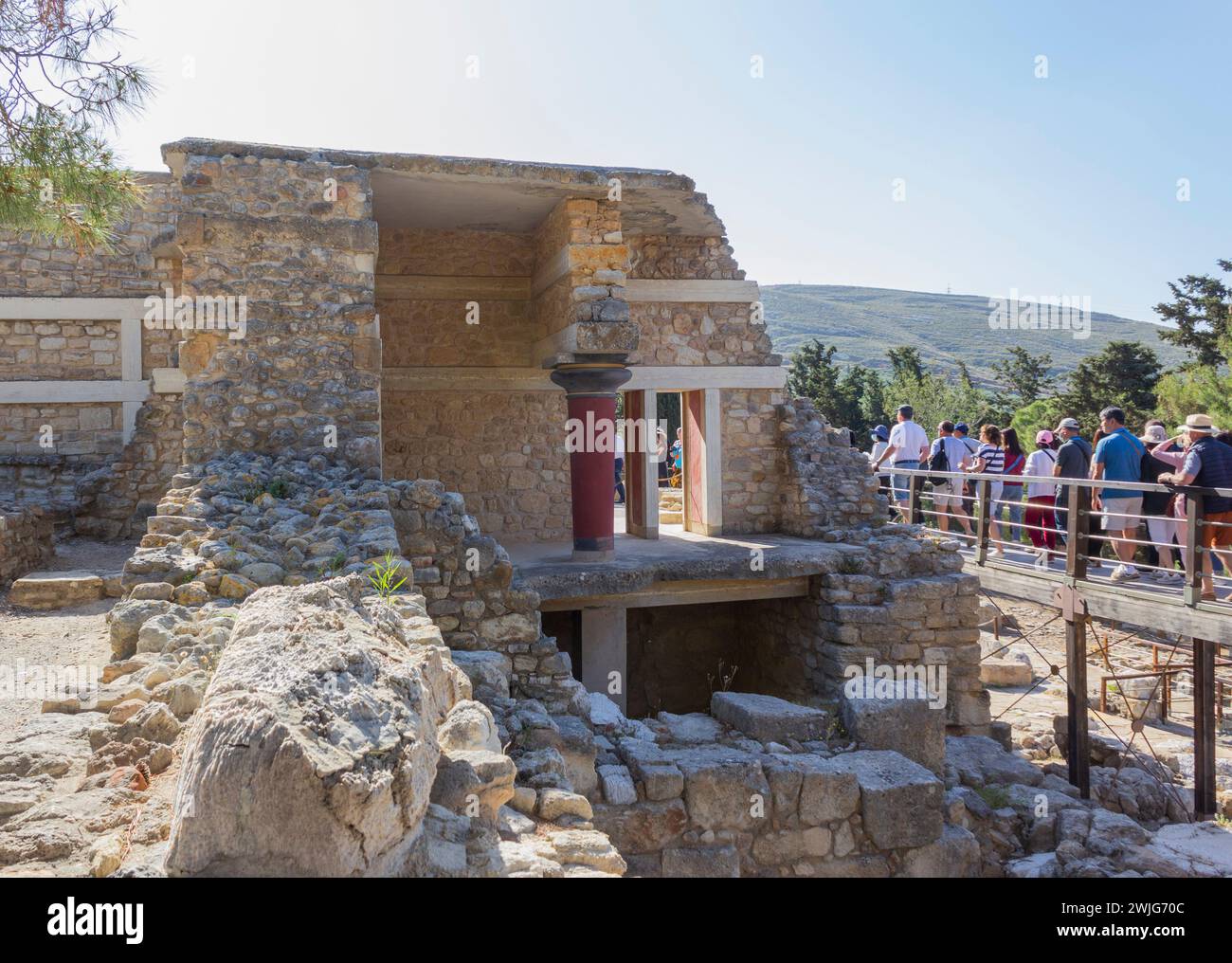Palazzo di Minosse, sito archeologico dell'età del bronzo di Cnosso, Heraklion, Creta, Grecia. Foto Stock