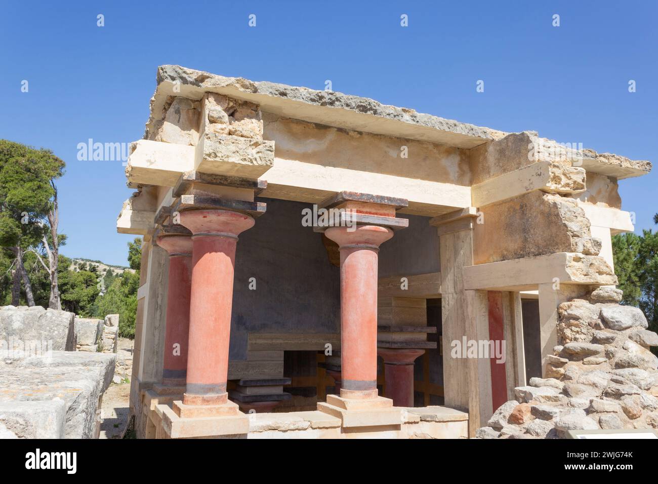 Palazzo di Minosse, sito archeologico dell'età del bronzo di Cnosso, Heraklion, Creta, Grecia. Foto Stock