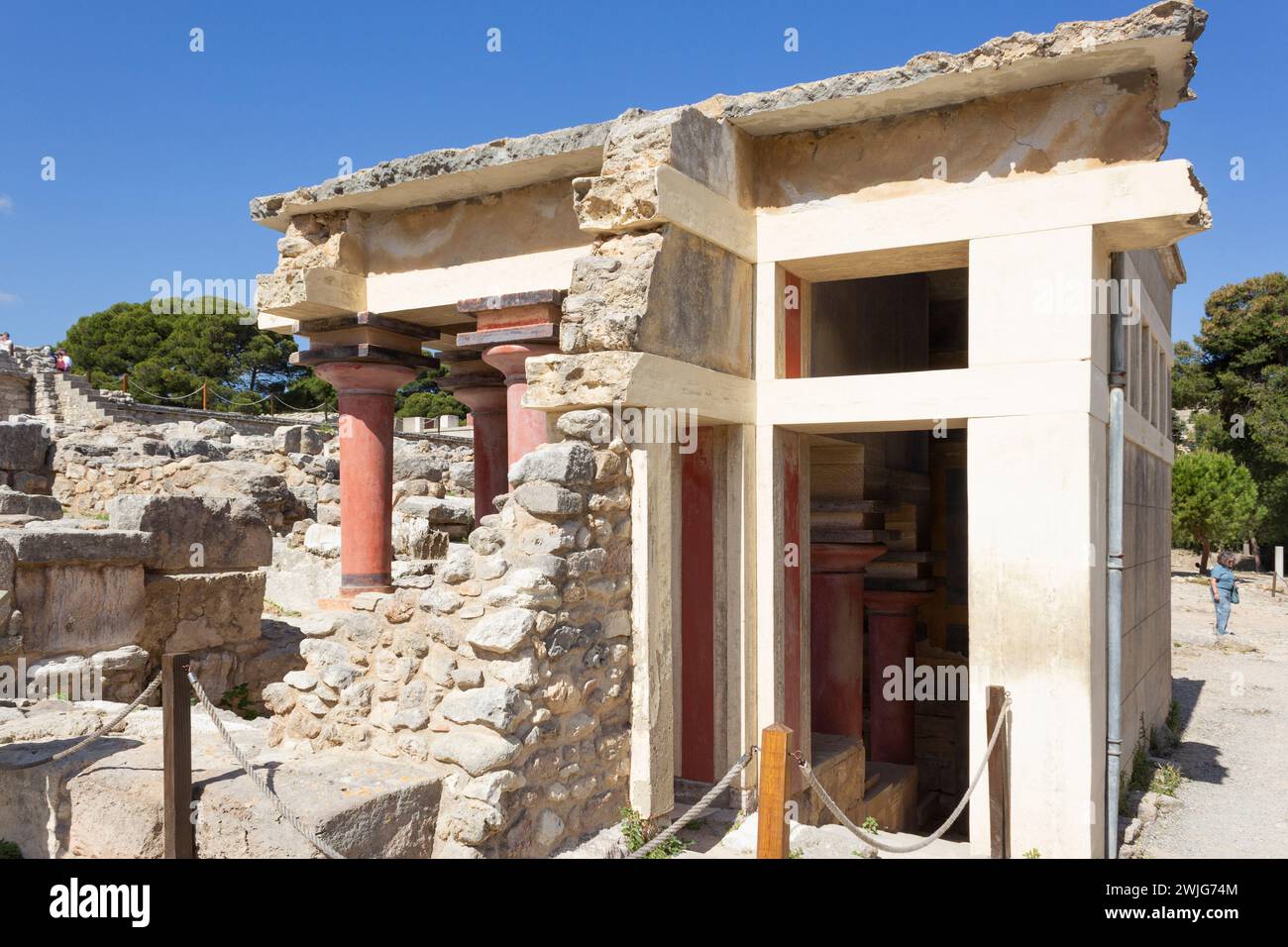 Palazzo di Minosse, sito archeologico dell'età del bronzo di Cnosso, Heraklion, Creta, Grecia. Foto Stock