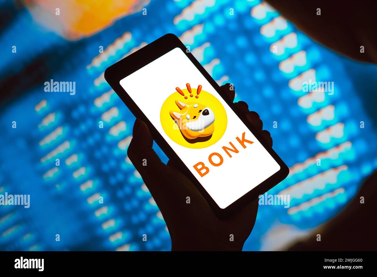 Brasile. 15 febbraio 2024. In questa immagine, il logo Bonk viene visualizzato sullo schermo di uno smartphone. Credito: SOPA Images Limited/Alamy Live News Foto Stock