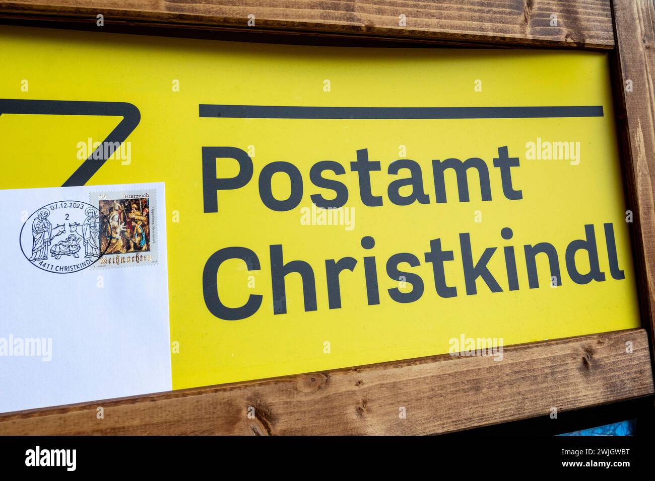 Ufficio postale speciale, lettera con marchio postale speciale, ufficio postale Christkindl Steyr, alta Austria, Austria Foto Stock