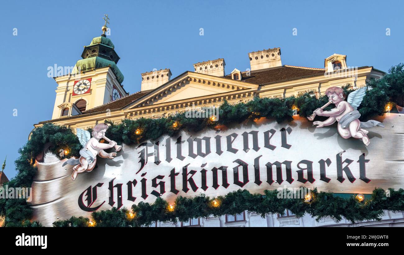 Altwiener Christkindlmarkt a Freyung a Vienna, Austria Foto Stock