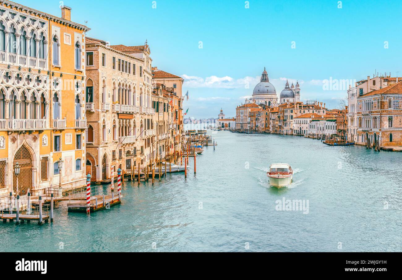Grand Canal Panorama splendore a Venezia, Veneto, Italia - concetto di viaggio Foto Stock