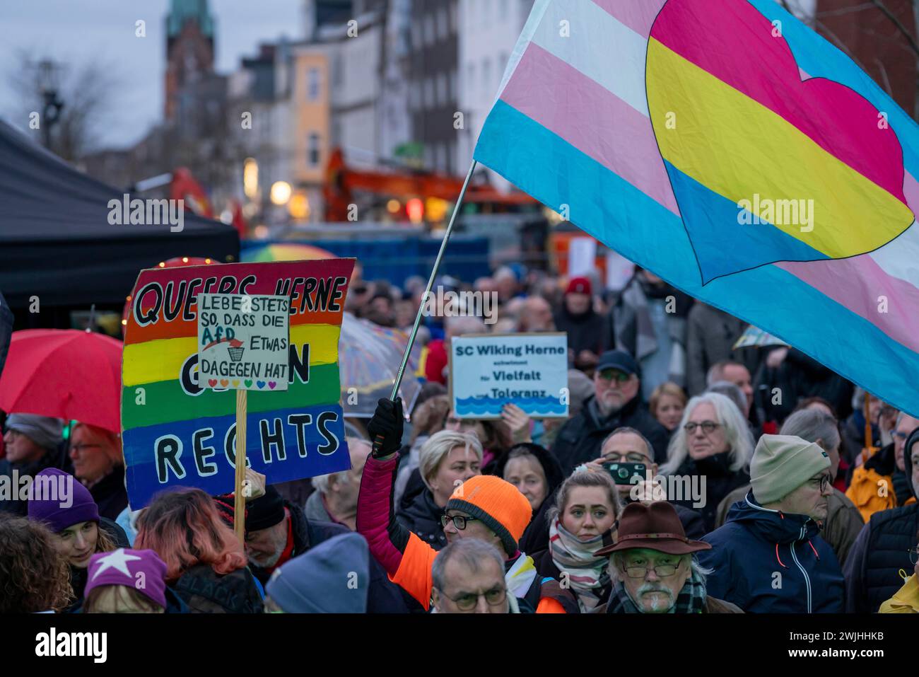 Dimostrazione contro l'AFD e il radicalismo di destra a Herne, NRW, Germania, Foto Stock