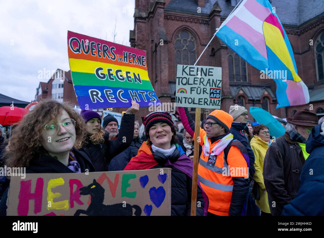 Dimostrazione contro l'AFD e il radicalismo di destra a Herne, NRW, Germania, Foto Stock