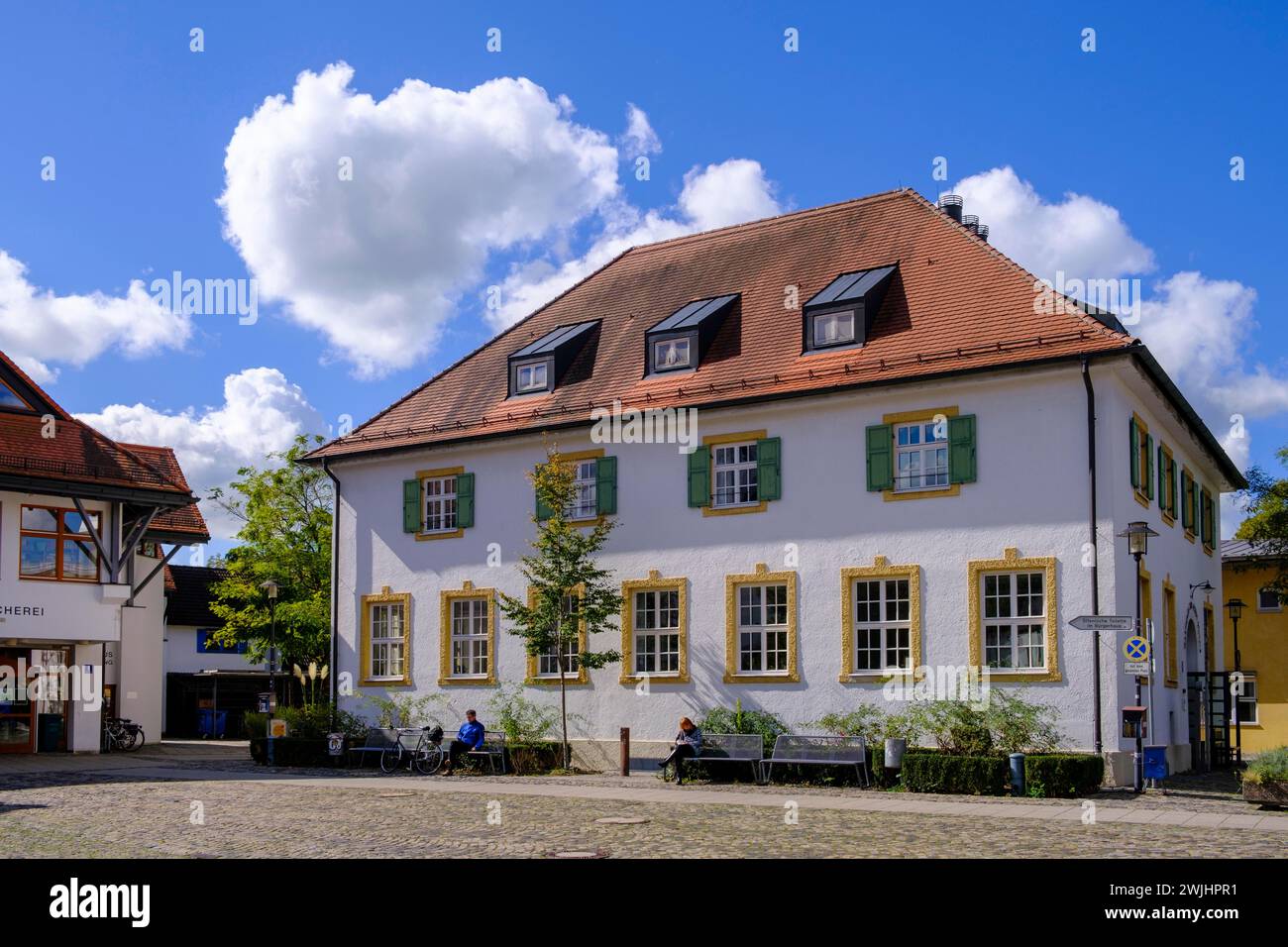 Old School, Groebenzell, Dachauer Moos, alta Baviera, Baviera, Germania Foto Stock