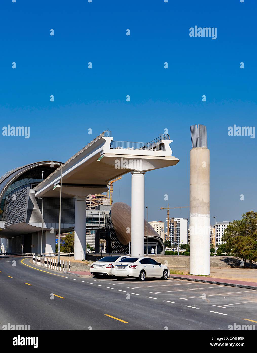 Dubai, i grattacieli del centro e Sheik Zayed Road, Emirati Arabi Uniti, Medio Oriente Foto Stock