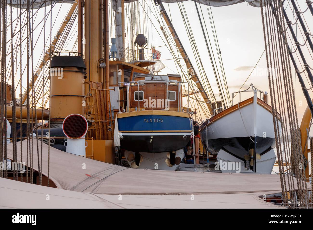 Nave Amerigo Vespucci a Rio de Janeiro, Brasile - 23 ottobre 2023: Dettagli della nave Amerigo Vespucci, conosciuta come la più bella al mondo, al Foto Stock