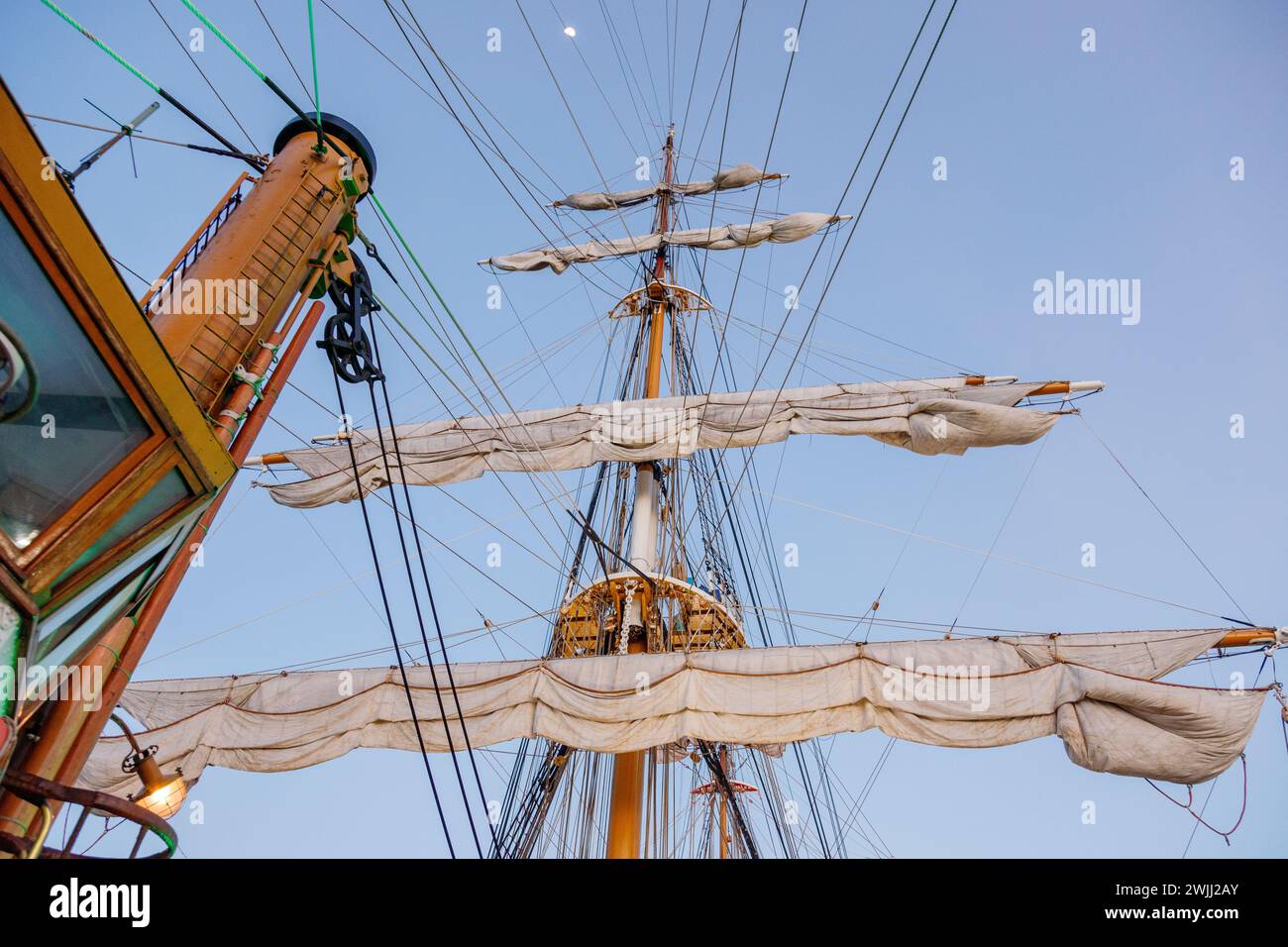 Nave Amerigo Vespucci a Rio de Janeiro, Brasile - 23 ottobre 2023: Dettagli della nave Amerigo Vespucci, conosciuta come la più bella al mondo, al Foto Stock