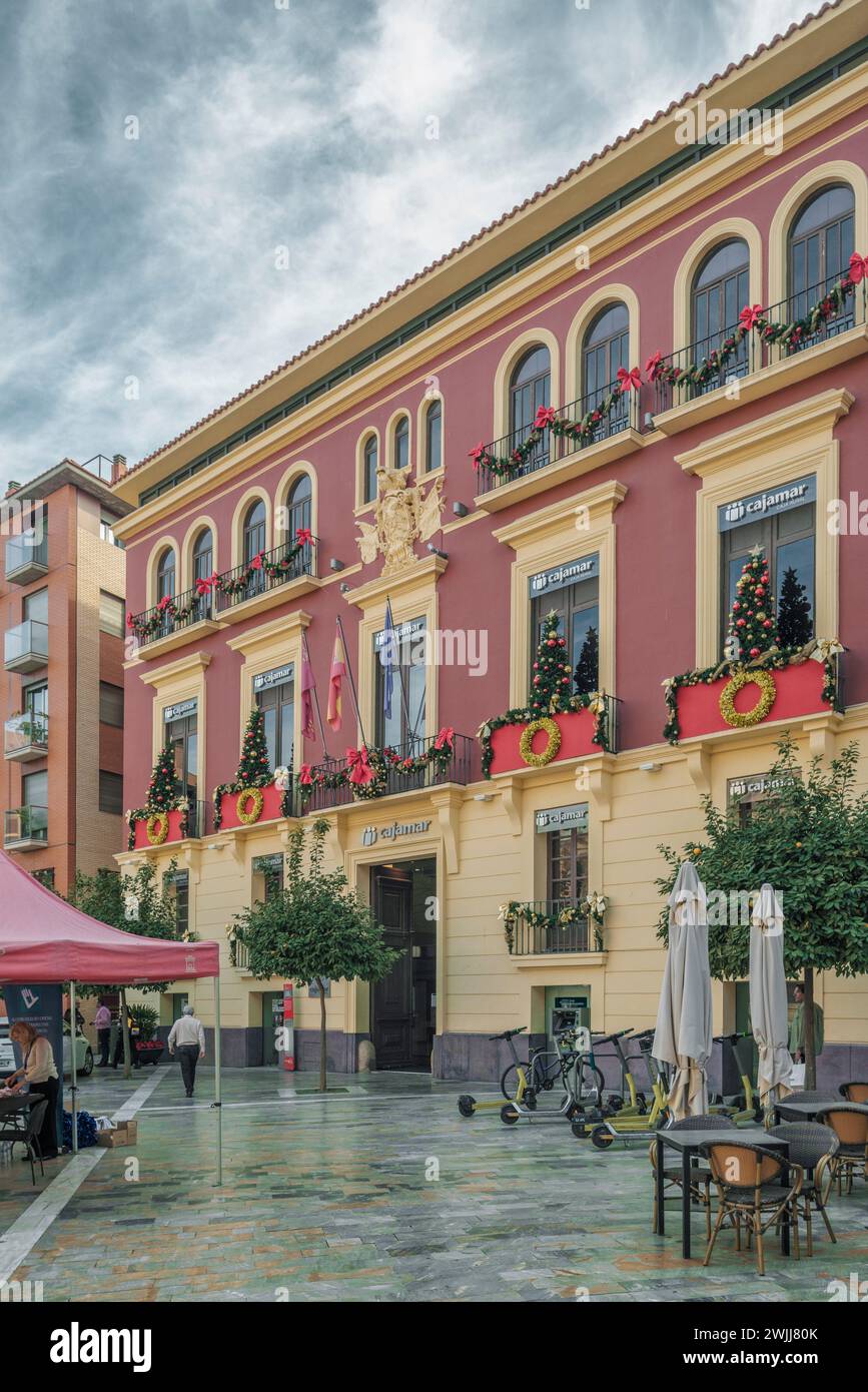 Cajamar, Caja Rural nello storico palazzo González Campuzano del XVIII secolo nel centro storico della città nella regione di Murcia, Spagna. Foto Stock