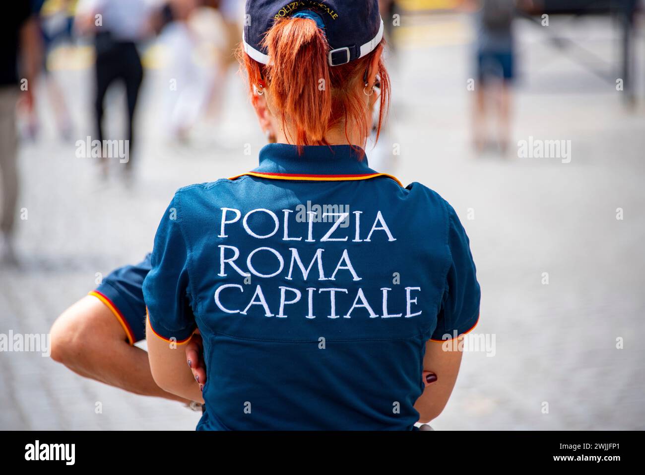 Pattugliamento della polizia a Roma - Italia Foto Stock