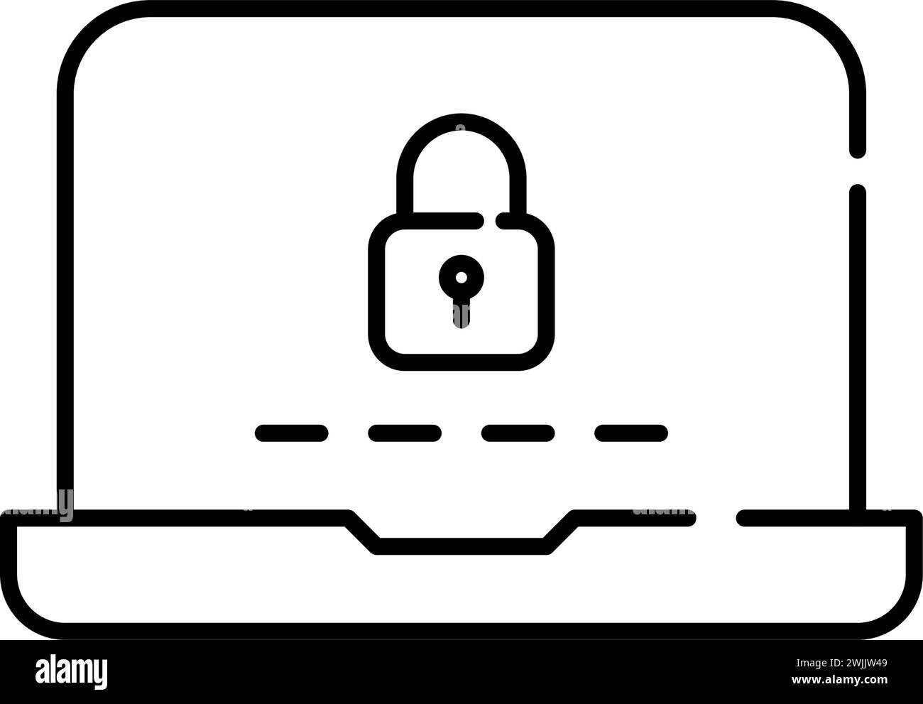 Accesso account utente laptop. Blocco e password. Icona Pixel Perfect Illustrazione Vettoriale