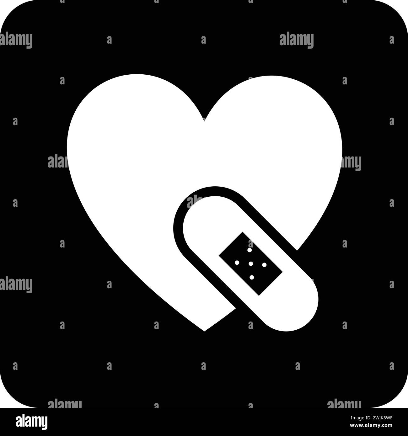 Illustrazione del vettore piatto in bianco e nero dell'icona cardiologica Illustrazione Vettoriale
