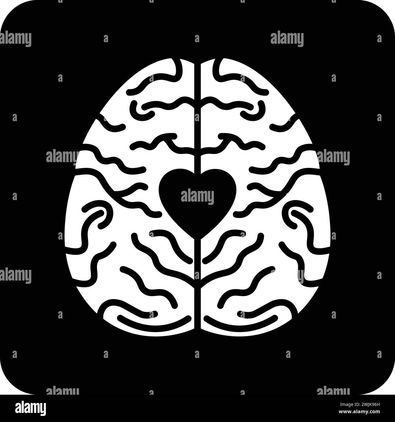 Icona di salute mentale immagine vettoriale piatta in bianco e nero Illustrazione Vettoriale
