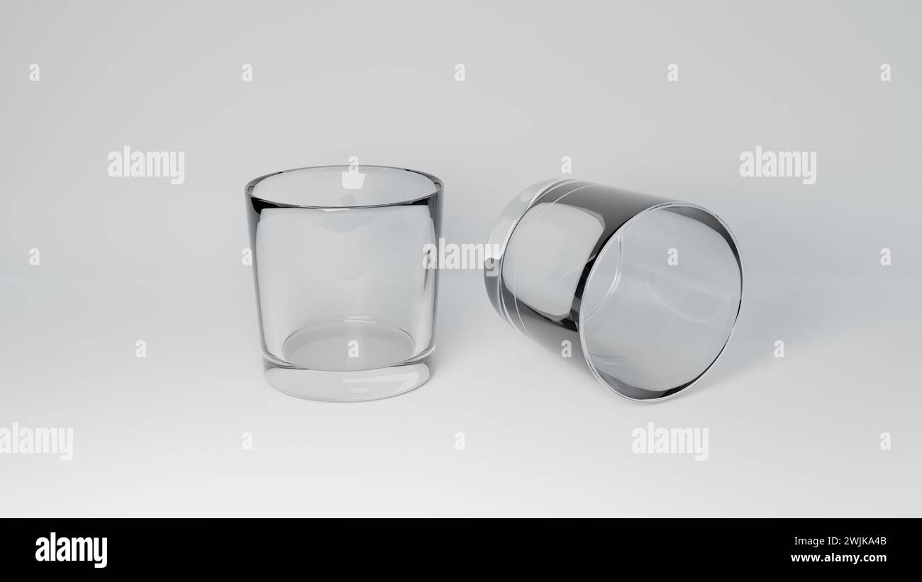 Bicchieri realistici. bicchieri d'acqua 3d. Foto Stock
