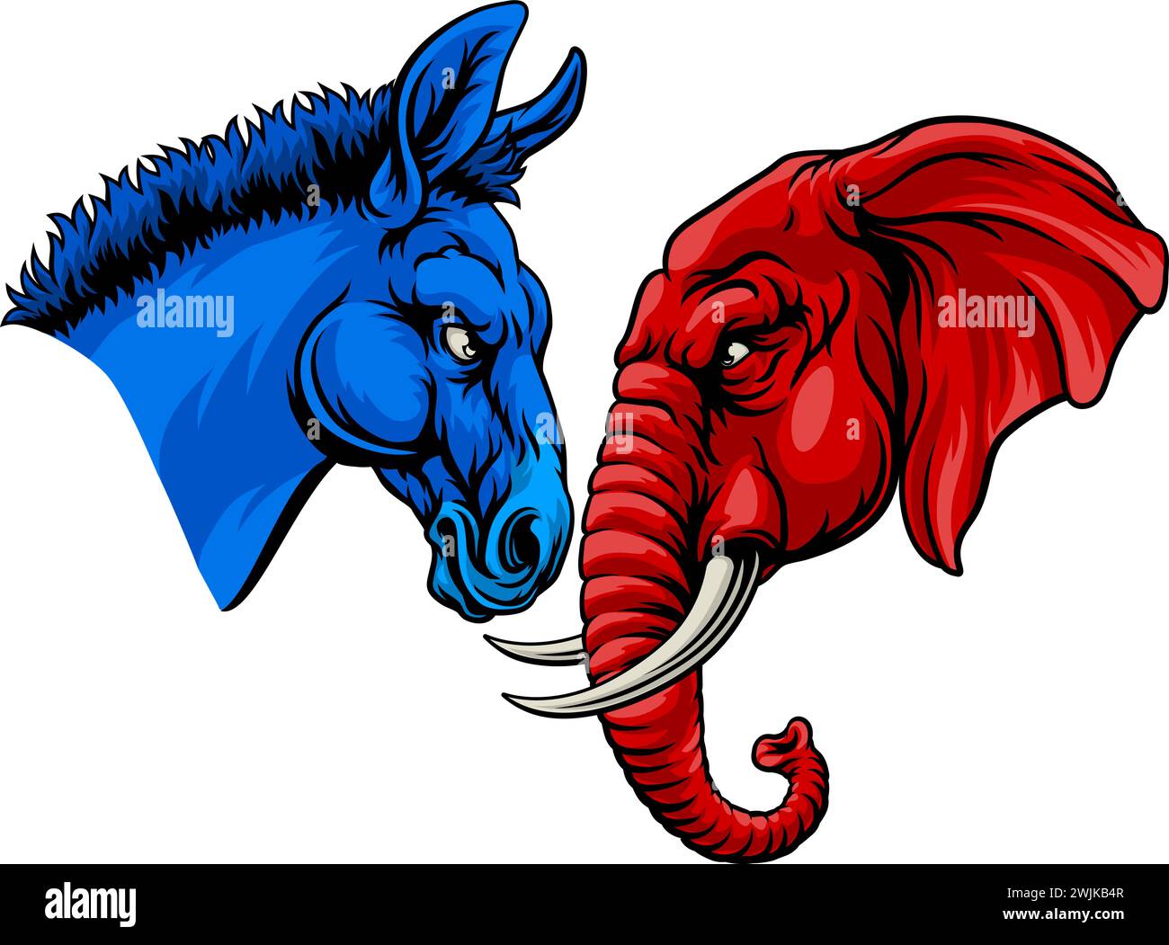 Politica del Partito Repubblicano Democratico Elephant Donkey Illustrazione Vettoriale