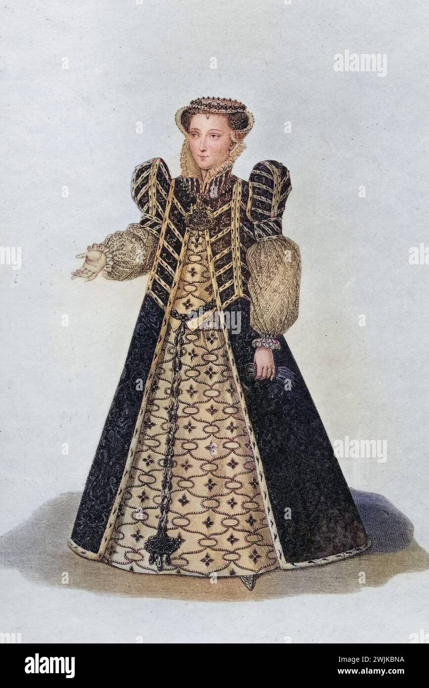 Caterina Maria Romula de’ Medici, Caterina de Medicis, deutsch Katharina von Medici (geb. 13. Aprile 1519 a Florenz; gest. 5. Januar 1589 in Blois) War Prinzessin von Urbino sowie aus eigenem Recht souveräne Gräfin der Auvergne, Historisch, digital restaurierte Reproduktion von einer Vorlage aus dem 19. Jahrhundert, data record non dichiarata Foto Stock