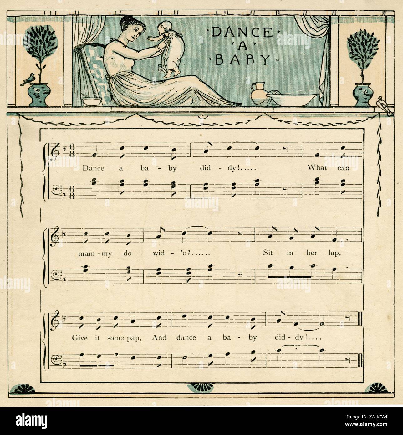 Balla un bambino. Illustrazione della canzone di Walter Crane , Walter Crane (, ), Dance a Baby. Illustrazione zum Lied von Walter Crane Foto Stock