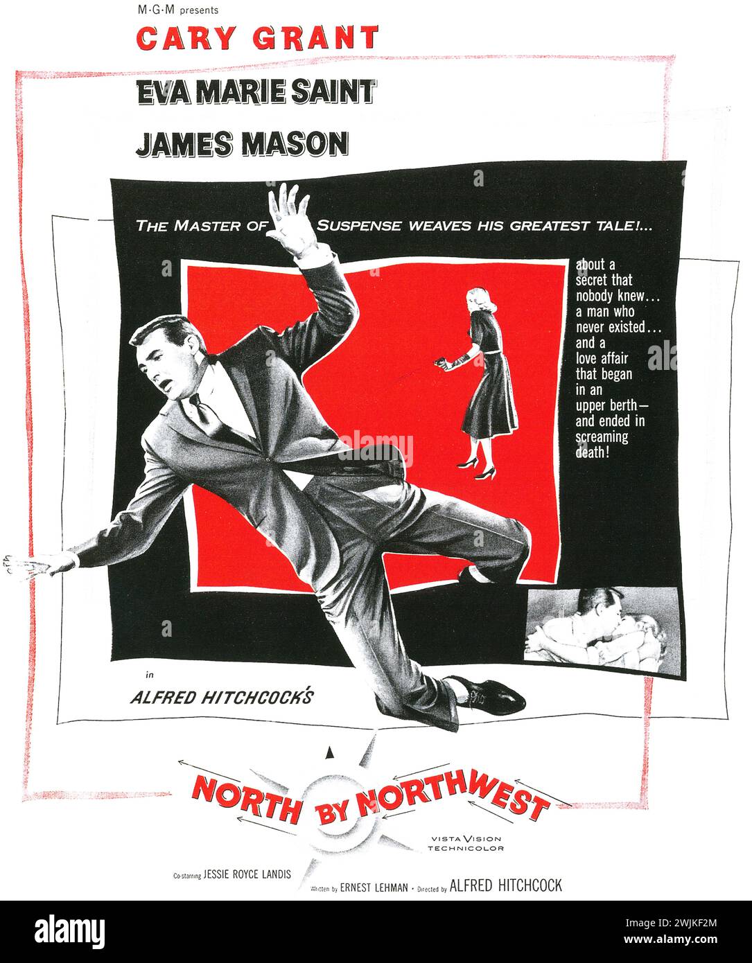 North by Northwest con Cary Grant, poster del film del 1959. Dir Alfred Hitchcock Foto Stock