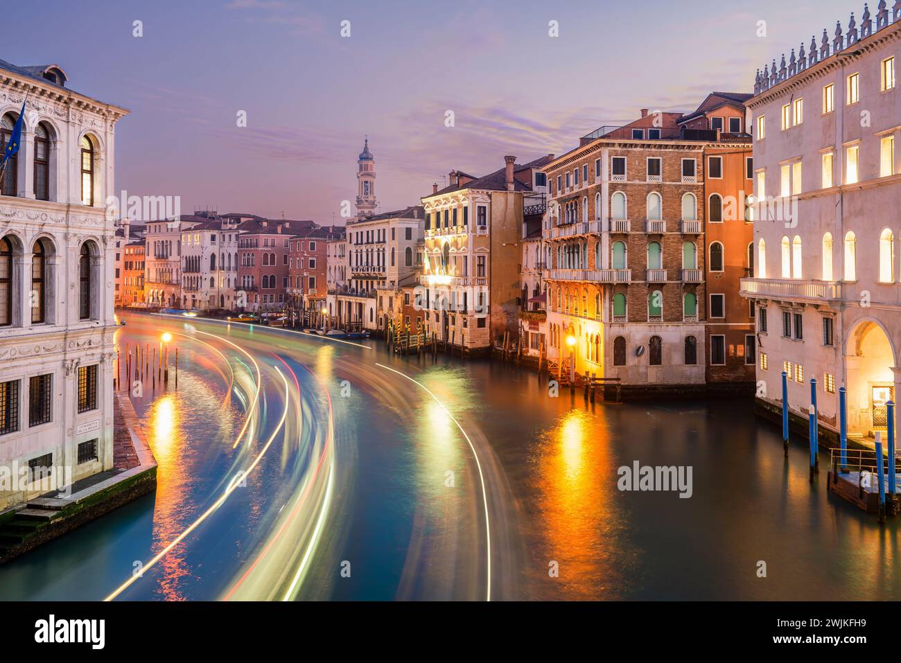 Canal grande all'alba, Venezia, Veneto, Italia Foto Stock