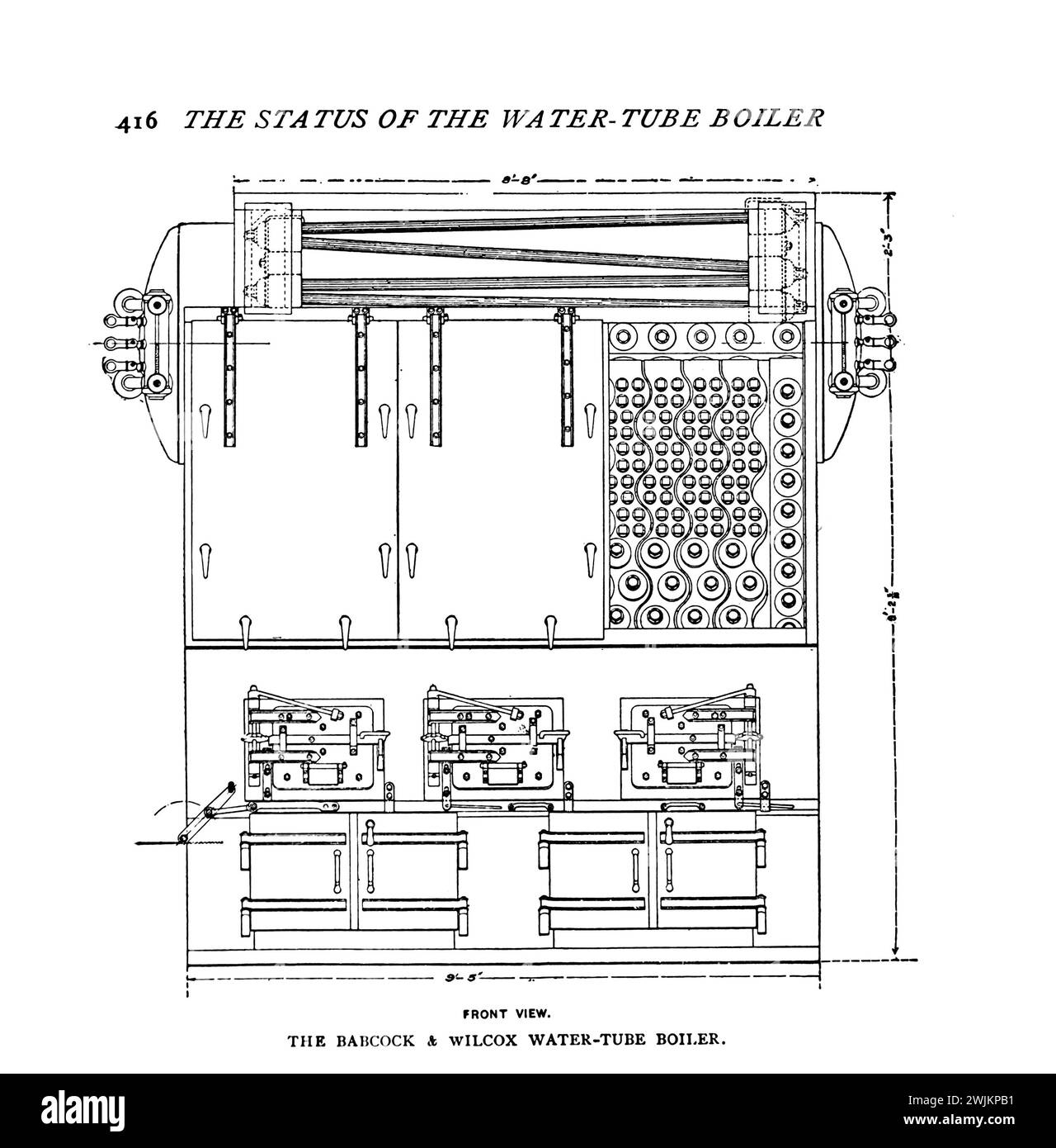 IL TUBO DELL'ACQUA BABCOCK E WILCOX BOILERDALL'ARTICOLO LO STATO DELLA CALDAIA A TUBO DELL'ACQUA NEL MARE AMERICANO. Di Walter M. McFarland. Dalla rivista Engineering dedicata al progresso industriale volume XIV ottobre 1897 - marzo 1898 The Engineering Magazine Co Foto Stock