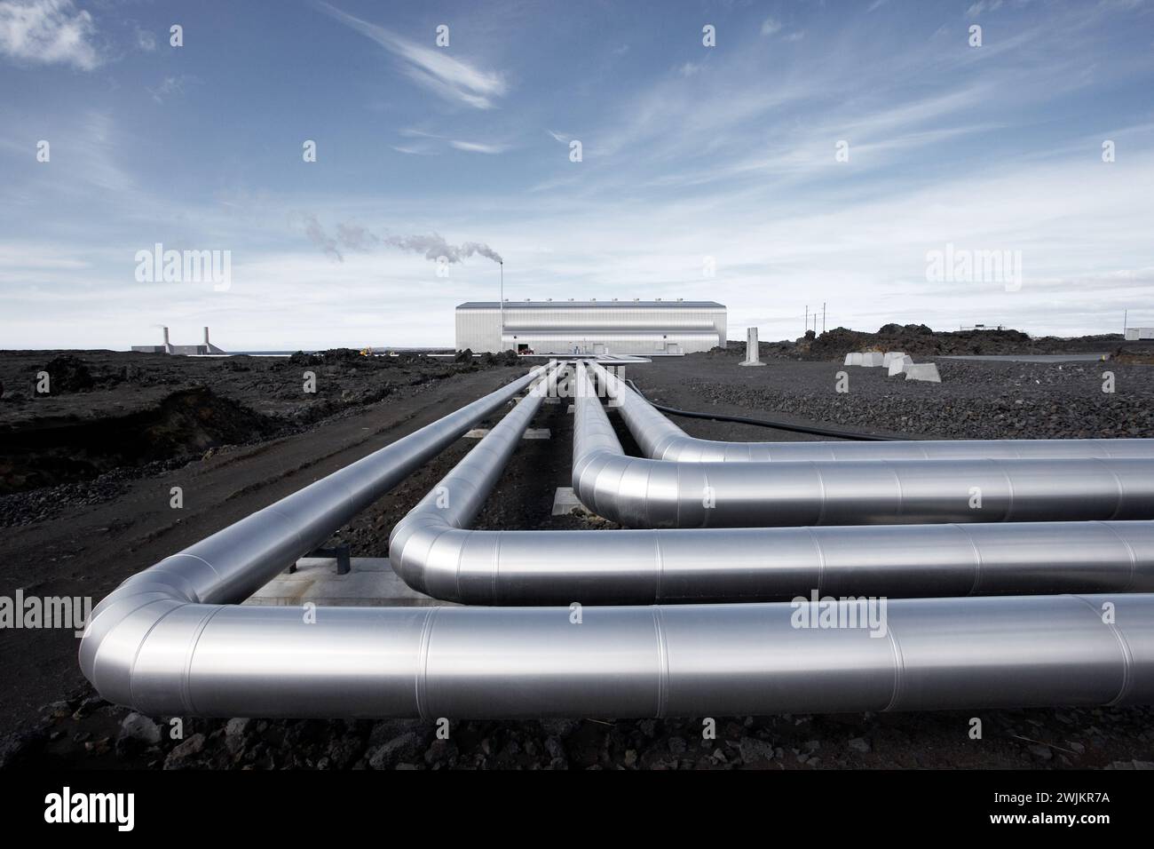Reykjanesvirkjun Centrale geotermica, Reykjanes, Islanda Foto Stock
