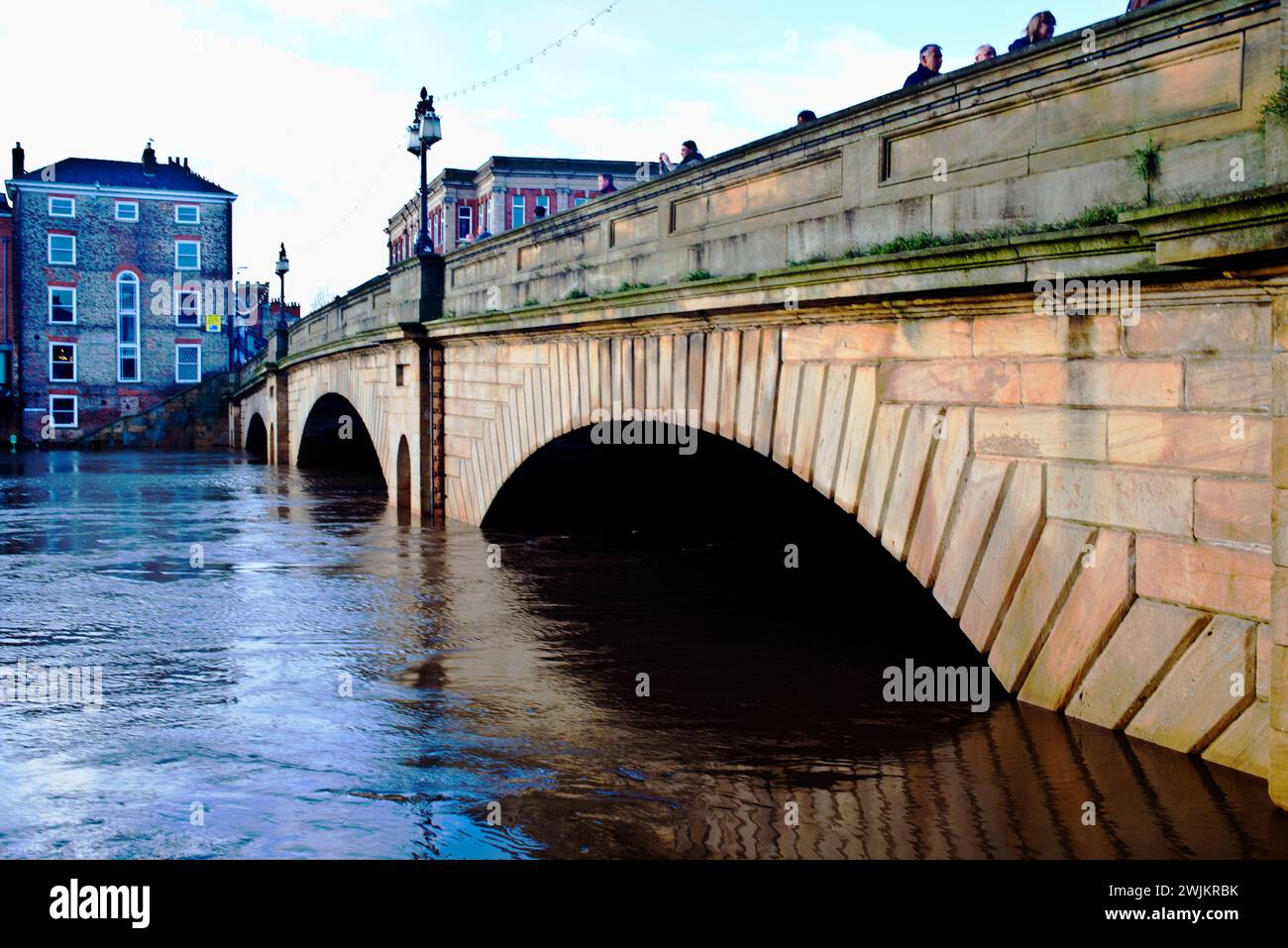 Ponte di Ouse, alluvioni, fiume Ouse, York, Yorkshire, Inghilterra, dicembre 2023 Foto Stock