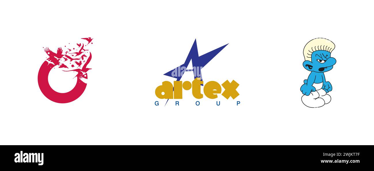 Gruppo Artex, Smurf, l'utero. La collezione di loghi artistici e di design più popolare. Illustrazione Vettoriale