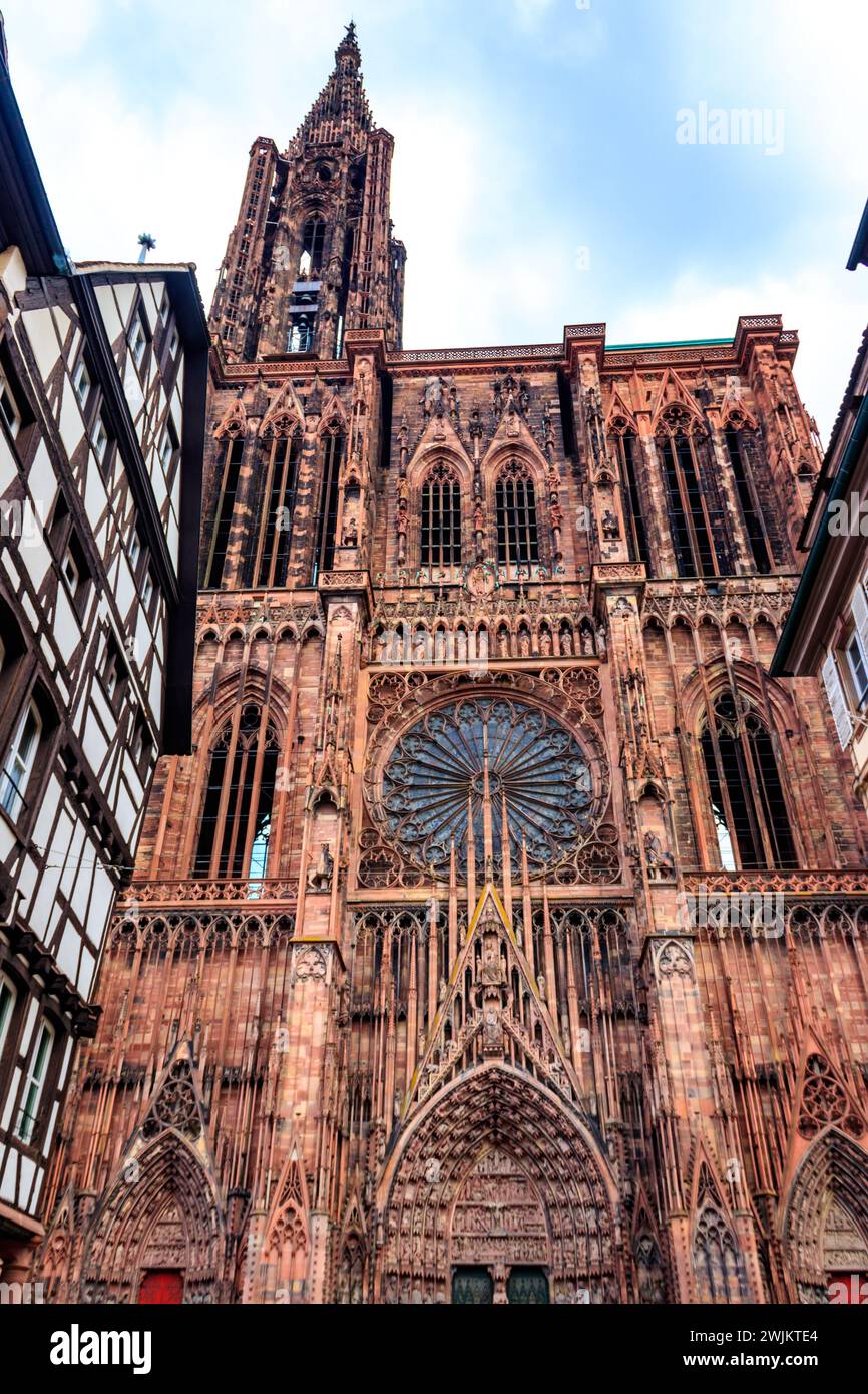 La Cattedrale di Strasburgo o la Cattedrale di nostra Signora di Strasburgo a Strasburgo, Francia Foto Stock