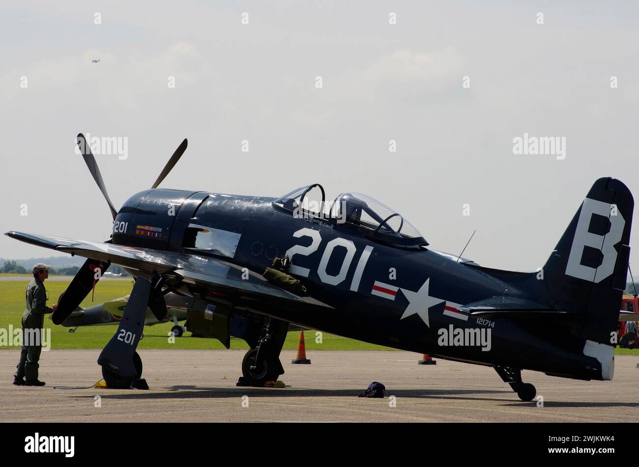 Grumman, F8F-2P, Bearcat, G-RUMM, Imperial War Museum, Duxford, Cambridgeshire, Inghilterra, Regno Unito. Foto Stock