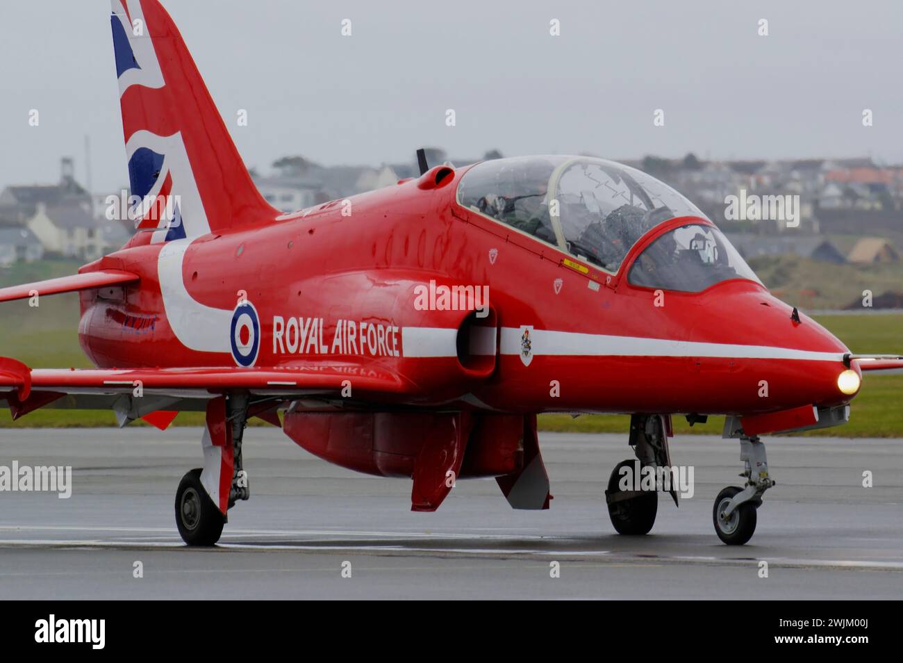 Frecce rosse, Falco, Taxying, RAF, Valle, Anglesey, Galles del Nord, Regno Unito, Foto Stock