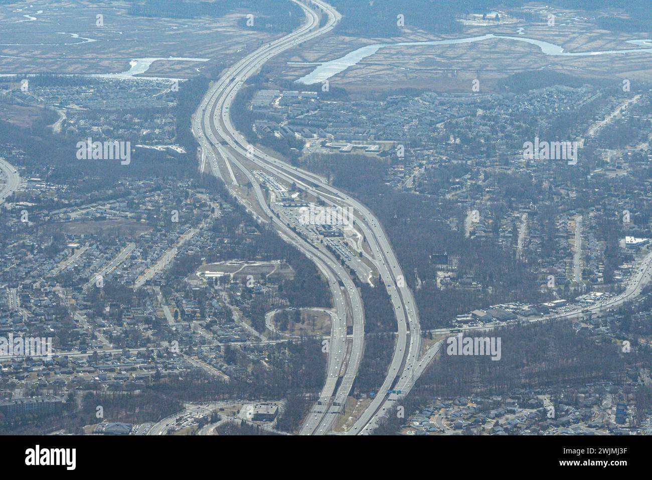 Veduta aerea di Jon Bon Jovi - area di sosta di Cheesequake sulla Garden State Parkway in South Amboy a Mile Post 124 Foto Stock