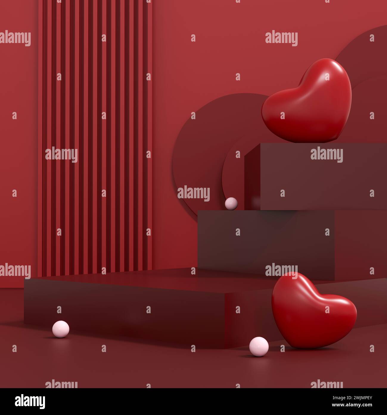 Buon San Valentino sfondo. Sfondo astratto stile minimale per la presentazione del prodotto a marchio il giorno di San Valentino. mockup e template scena wi Foto Stock