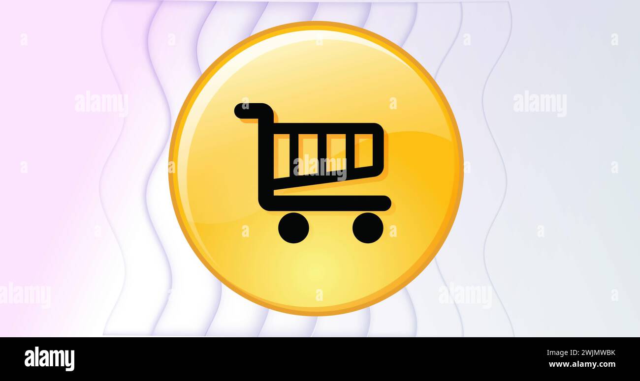 Immagine dell'icona del carrello acquisti online su sfondo bianco Foto Stock