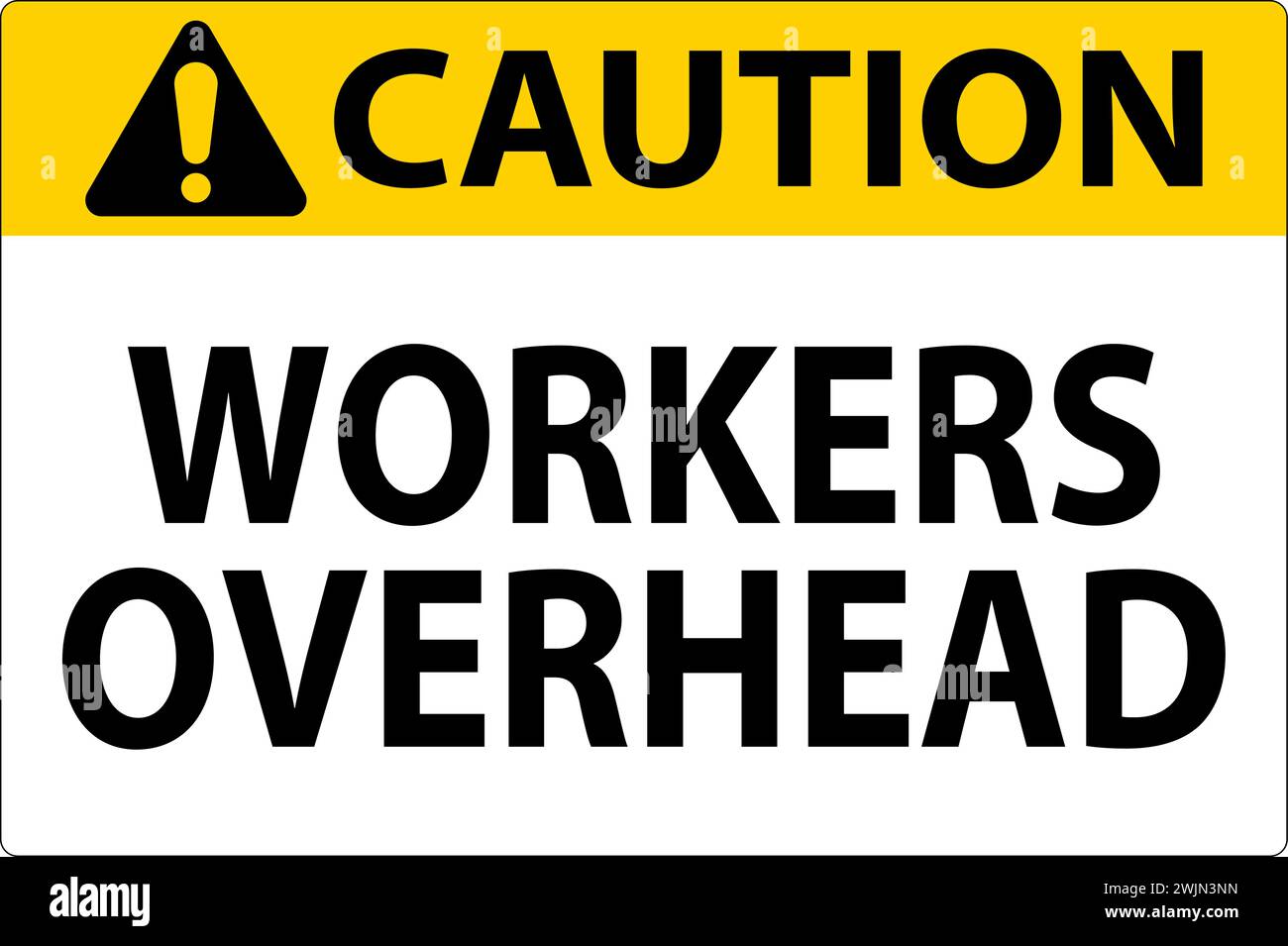 Attenzione cartello di caduta detriti, lavoratori in caduta di oggetti Illustrazione Vettoriale