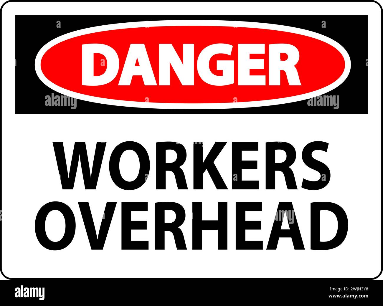 Cartello pericolo caduta detriti, lavoratori in caduta di oggetti Illustrazione Vettoriale