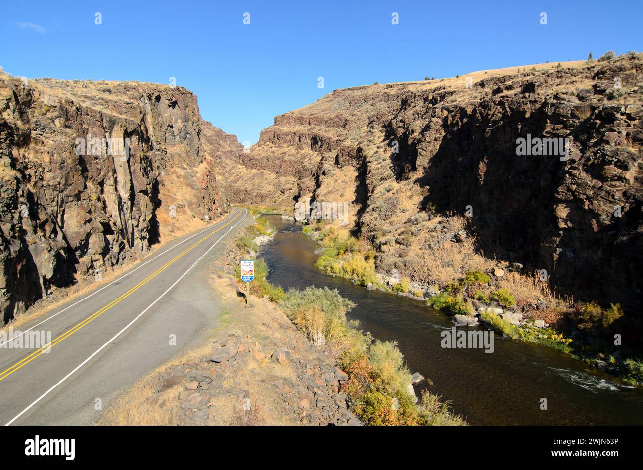 U.S. Hwy. 95 a Picture Gorge, John Day Fossil Beds N.M., Oregon. Foto Stock