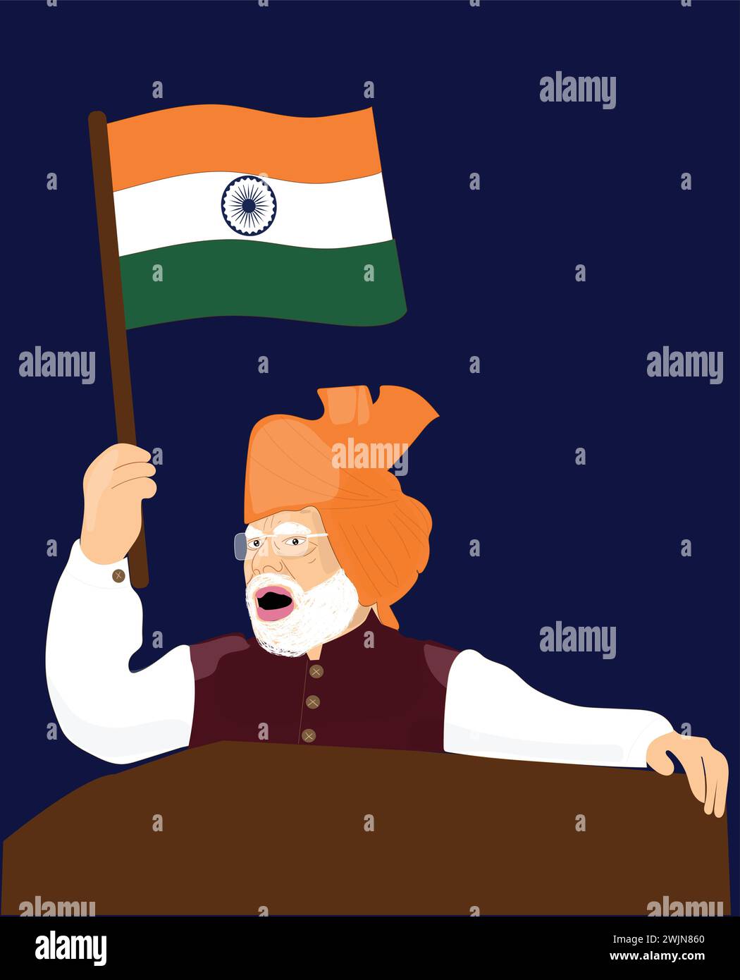 Narendra modi Vector (primo Ministro dell'India) Illustrazione Vettoriale