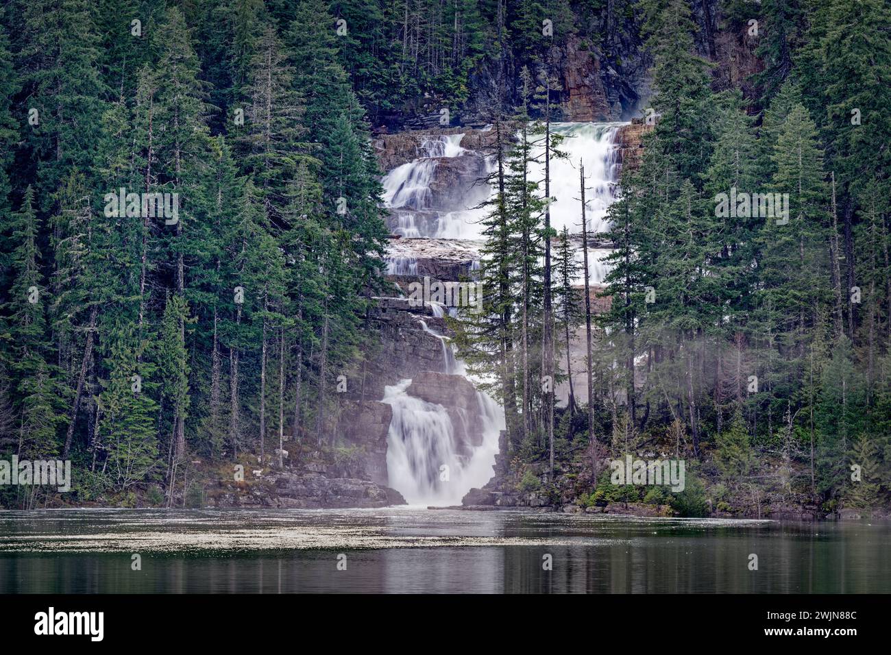Le cascate Myra, il lago Buttle, l'isola di Vancouver, British Columbia Canada Foto Stock