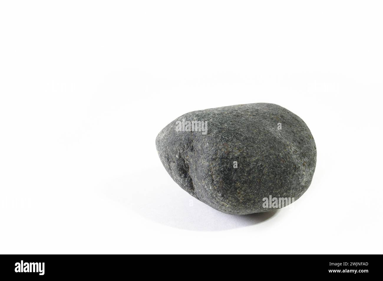 Pietra grigia scura dal fondo del mare su sfondo bianco. Foto Stock