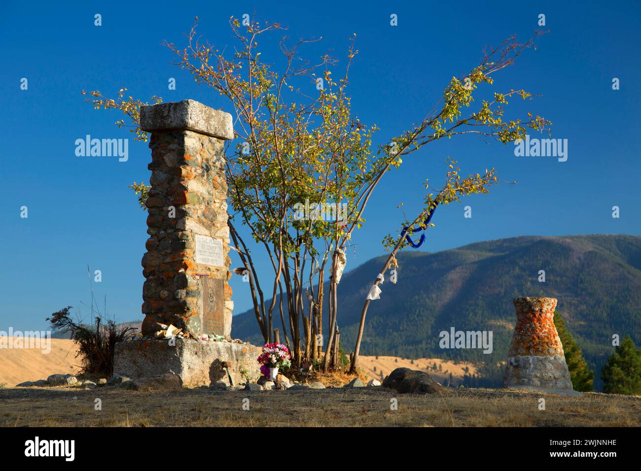 Chief Joseph grave, Nez Perce National Historical Park, Giuseppe, Hells Canyon National Scenic Byway, Oregon Foto Stock