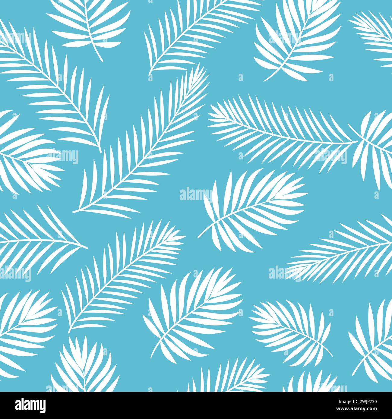 La palma bianca tropicale lascia un motivo senza cuciture. Simpatico sfondo floreale. Illustrazione vettoriale Illustrazione Vettoriale