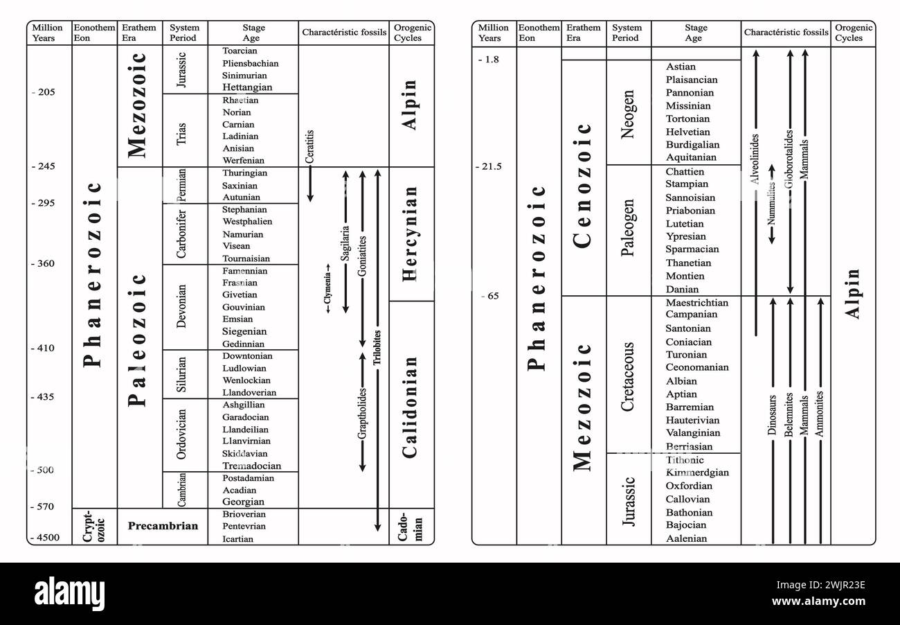 Scala geocronologica, illustrazione Foto Stock