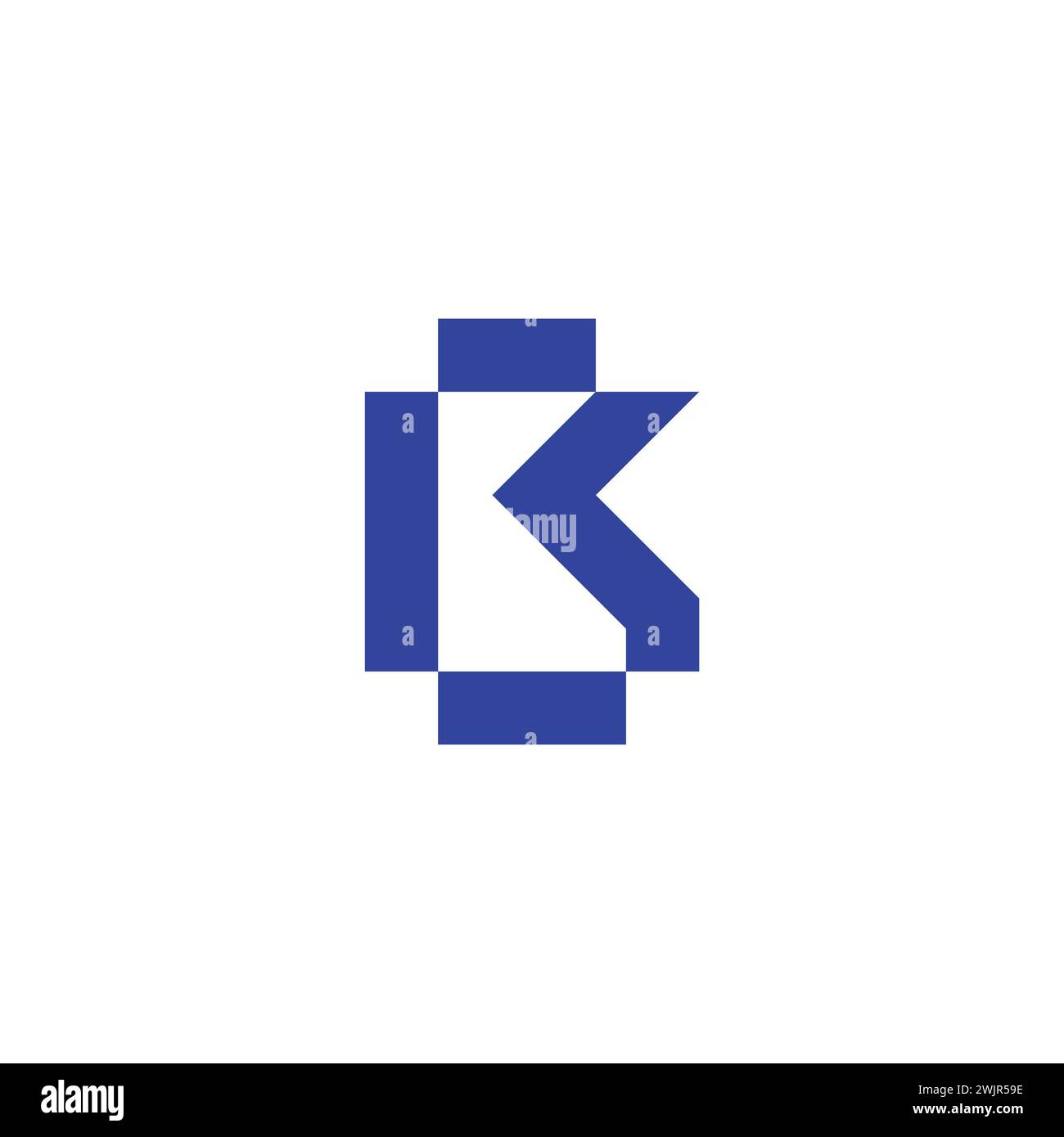 pixel letter bk linea semplice vettore geometrico del logo Illustrazione Vettoriale